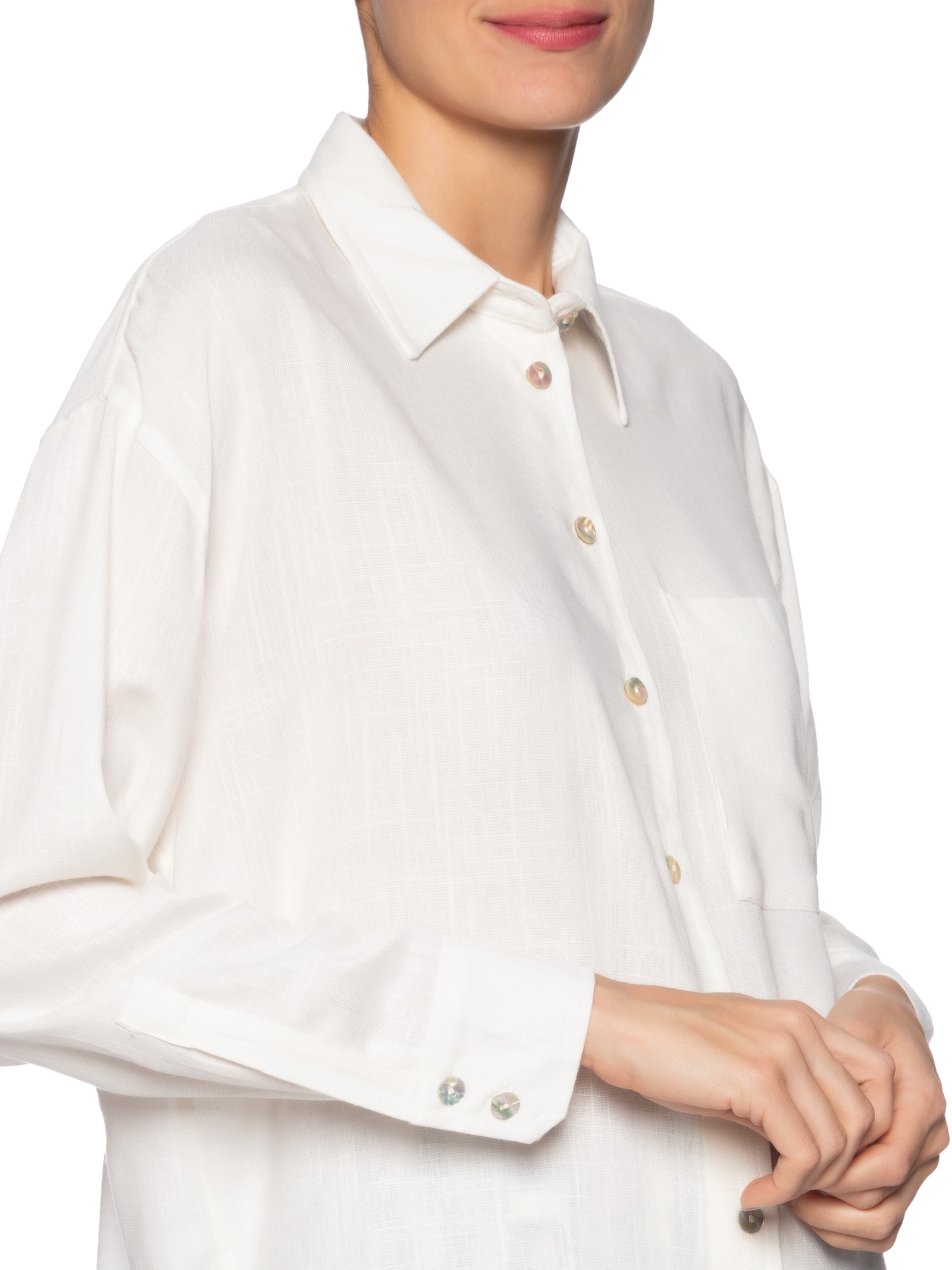 Camisa Feminina Linho Branco Market 33