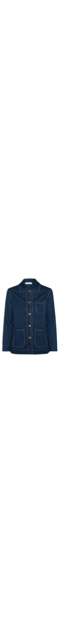 Camisa Feminina Linho com Bolsos - Azul