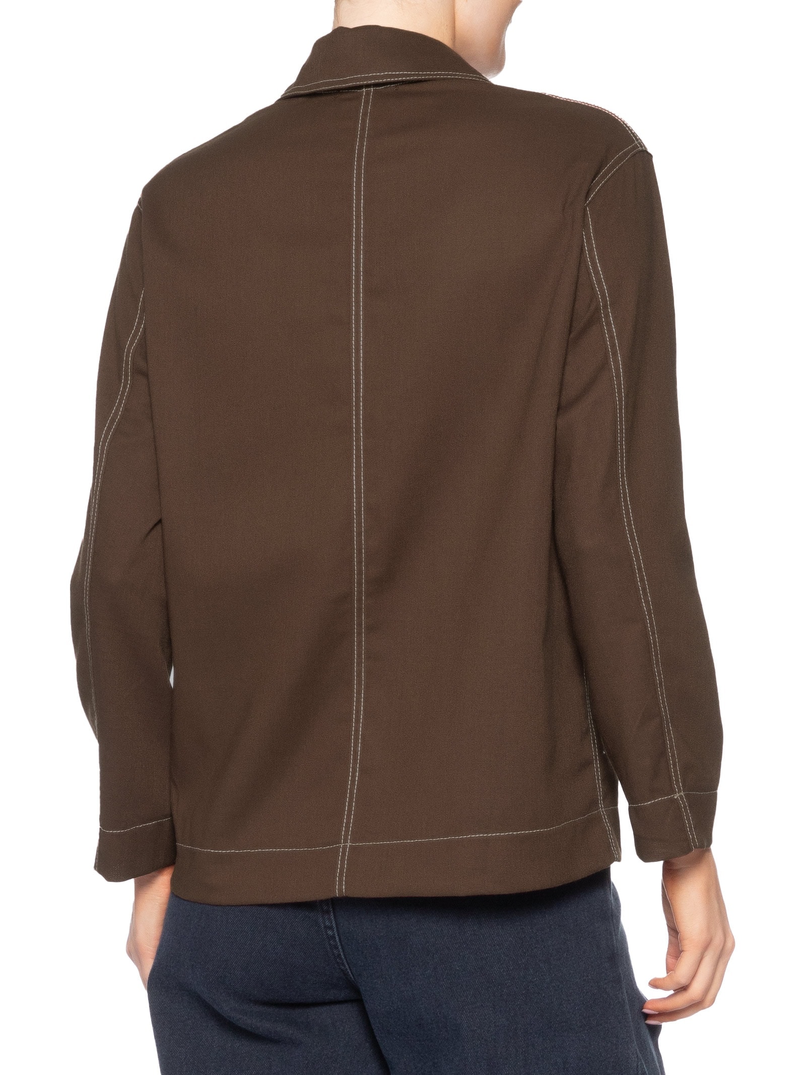Camisa Feminina Linho com Bolsos Marrom Basiq