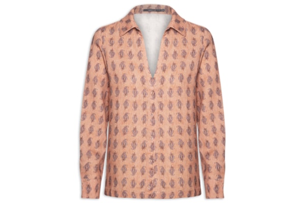 Camisa Feminina Linho Estampa Hippie Compose Ginger - Rosa