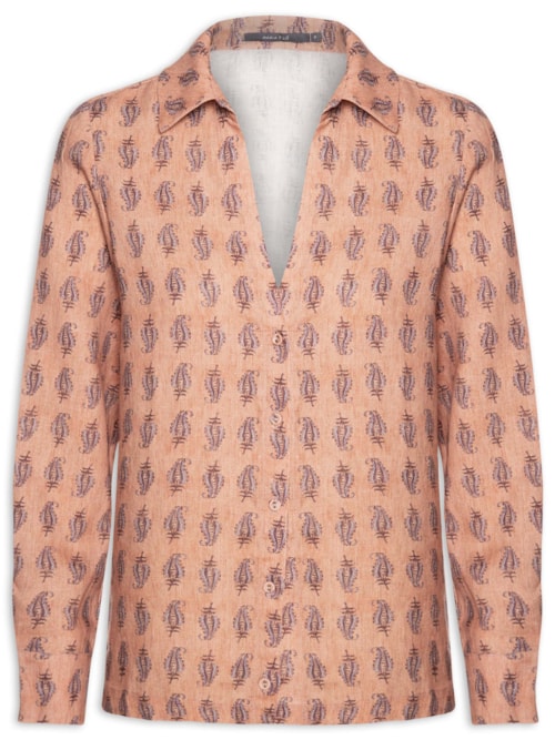 Camisa Feminina Linho Estampa Hippie Compose Ginger – Rosa