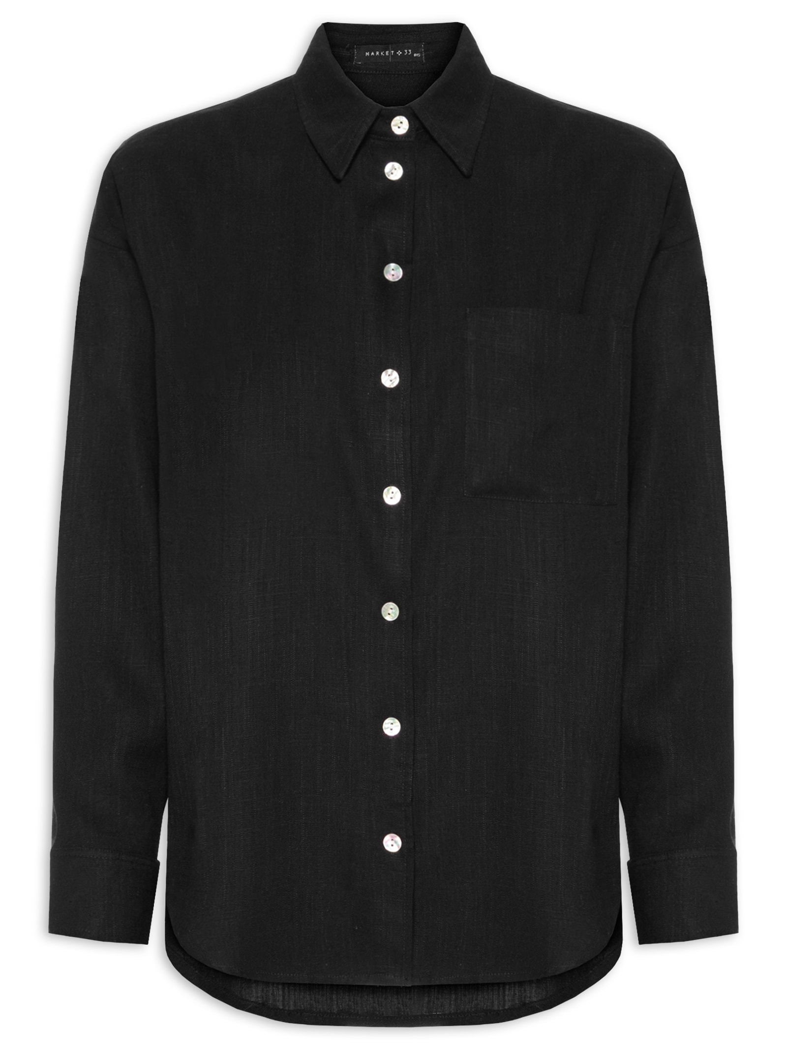 Camisa Feminina Linho Preto Market 33