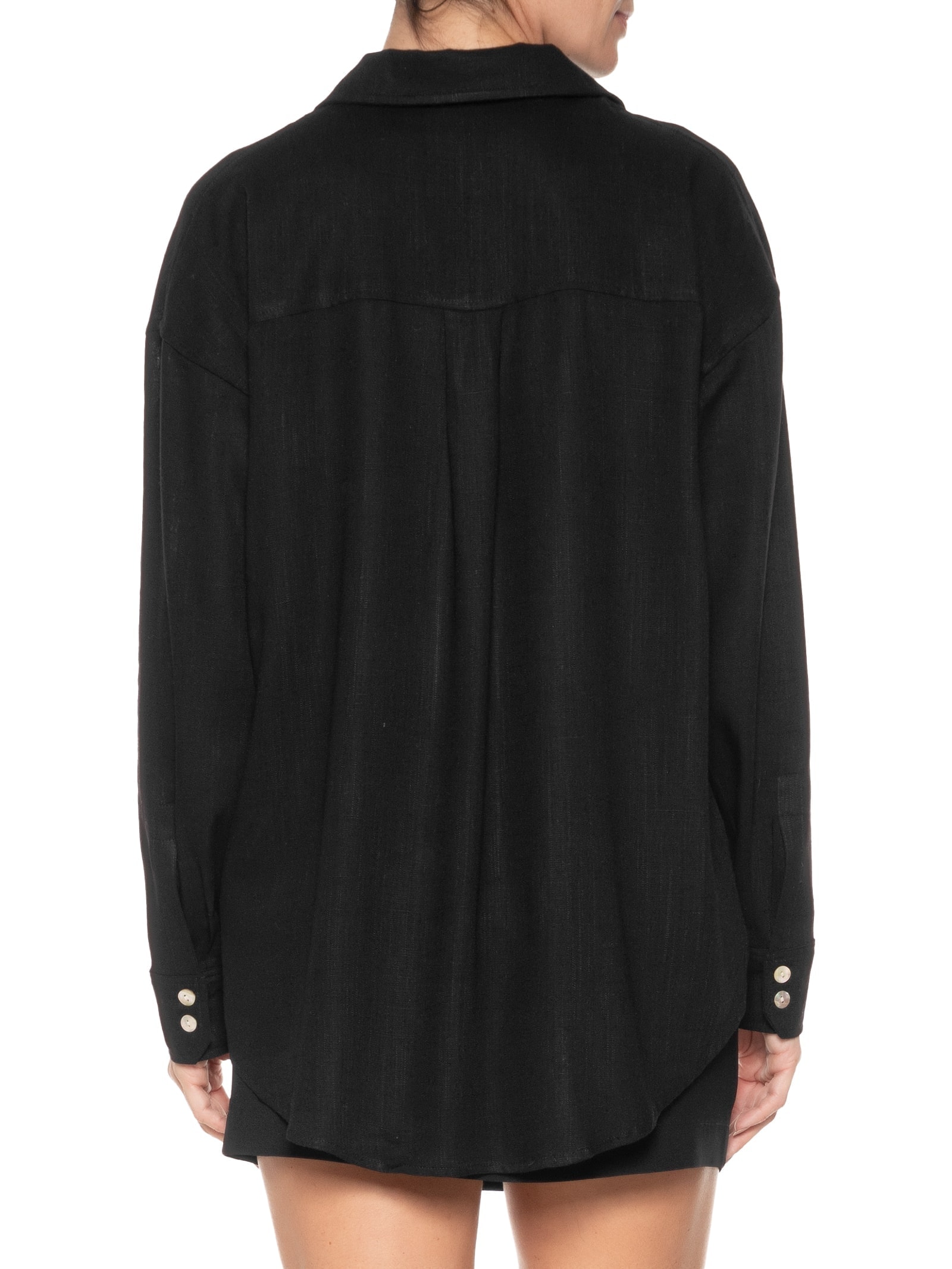 Camisa Feminina Linho Preto Market 33