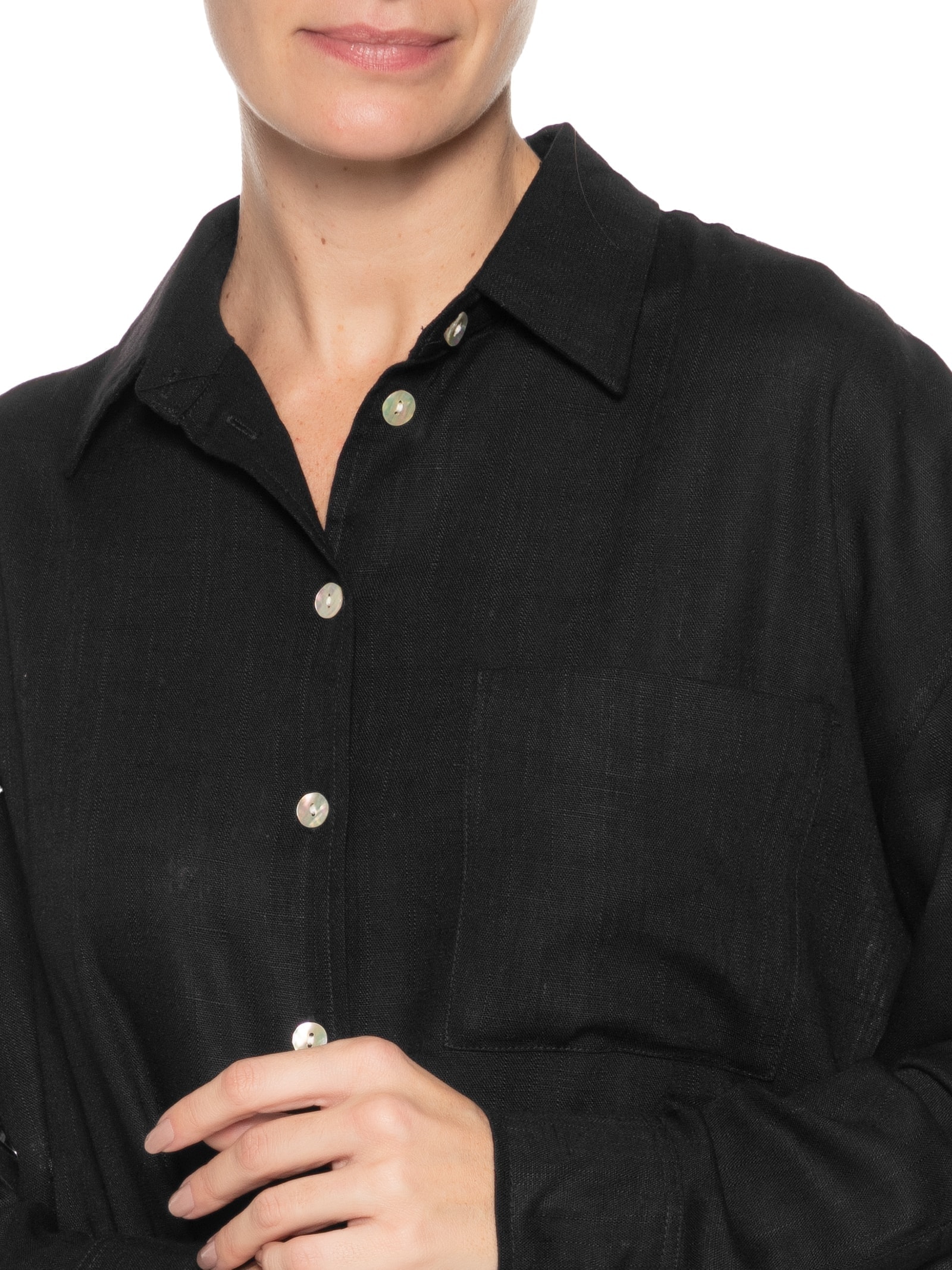 Camisa Feminina Linho Preto Market 33