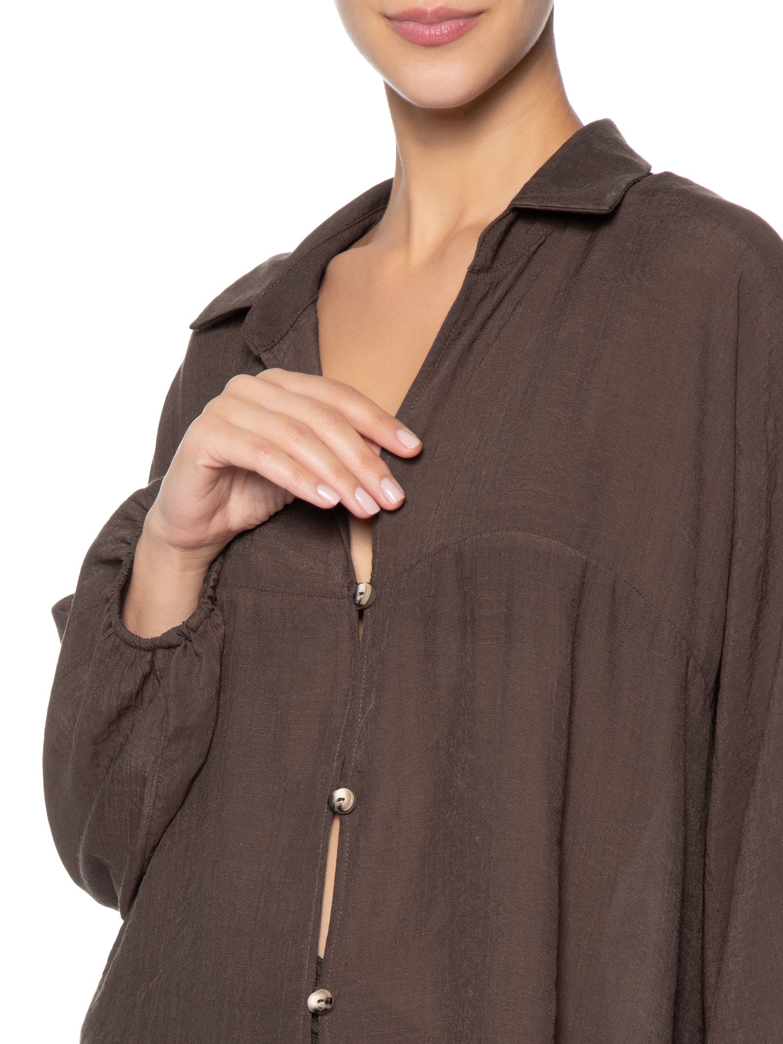 Camisa Feminina Lisa Marrom Cia Marítima