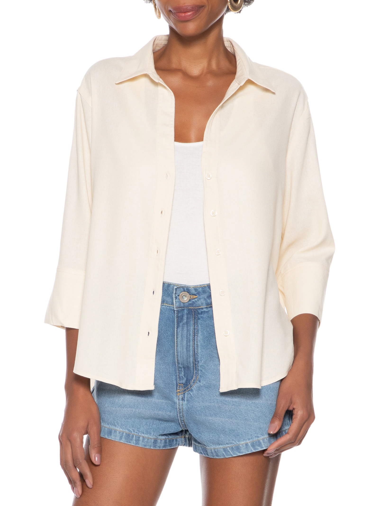 Camisa Feminina Lisa Off White Hering