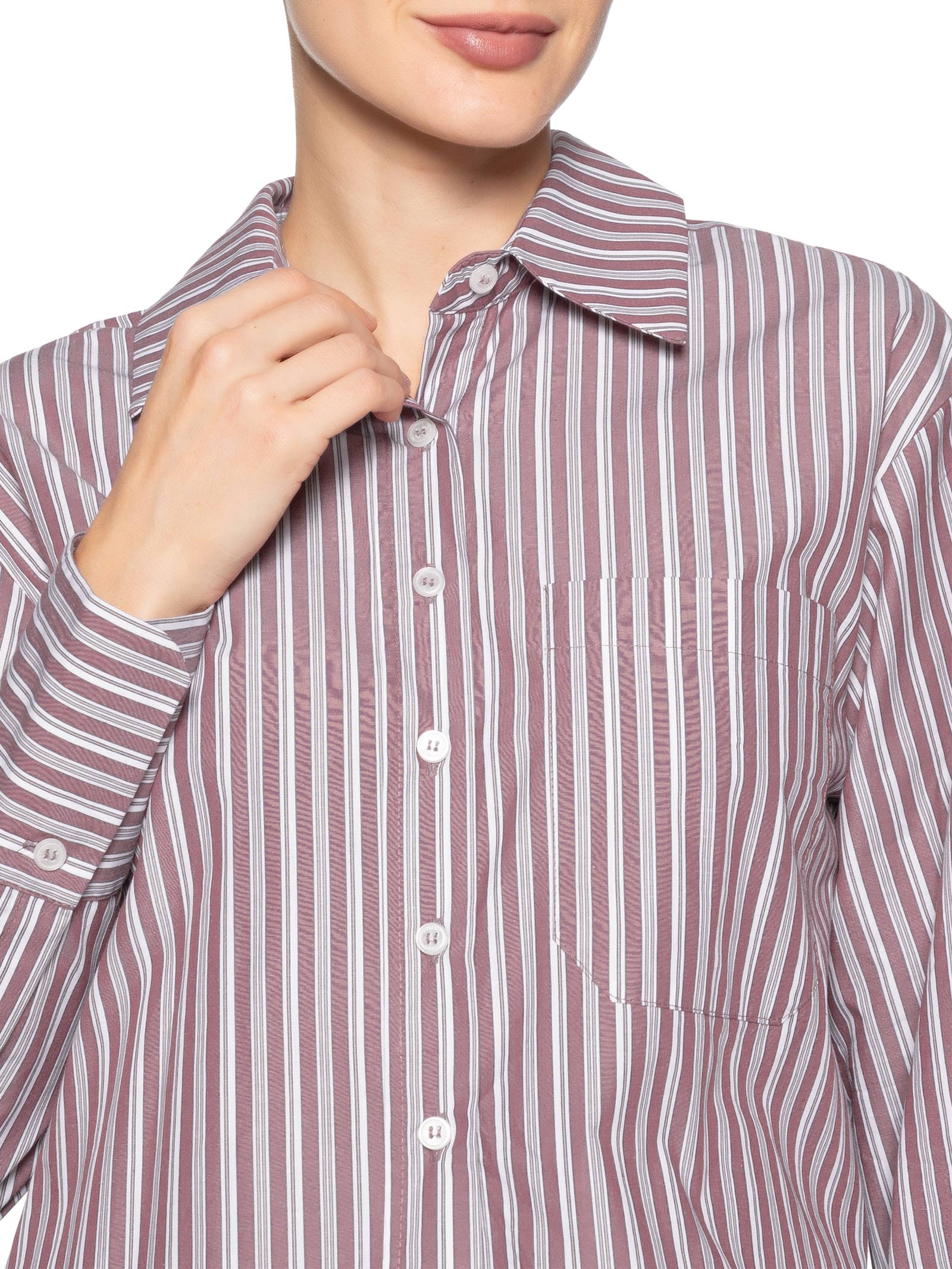 Camisa Feminina Listra Bordeaux Vermelho Animale