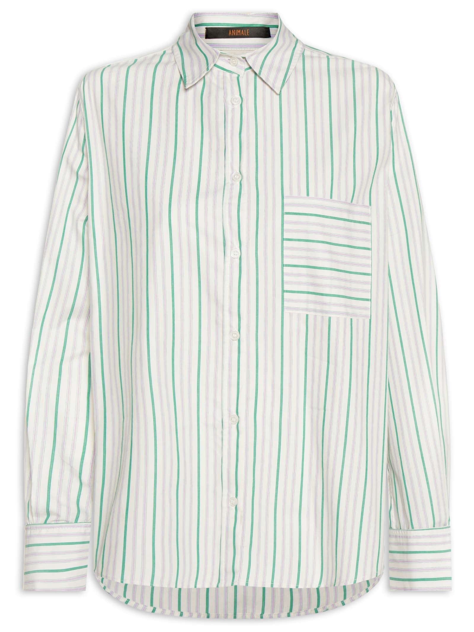 Camisa Feminina Listra Lilás Exotique Verde Animale