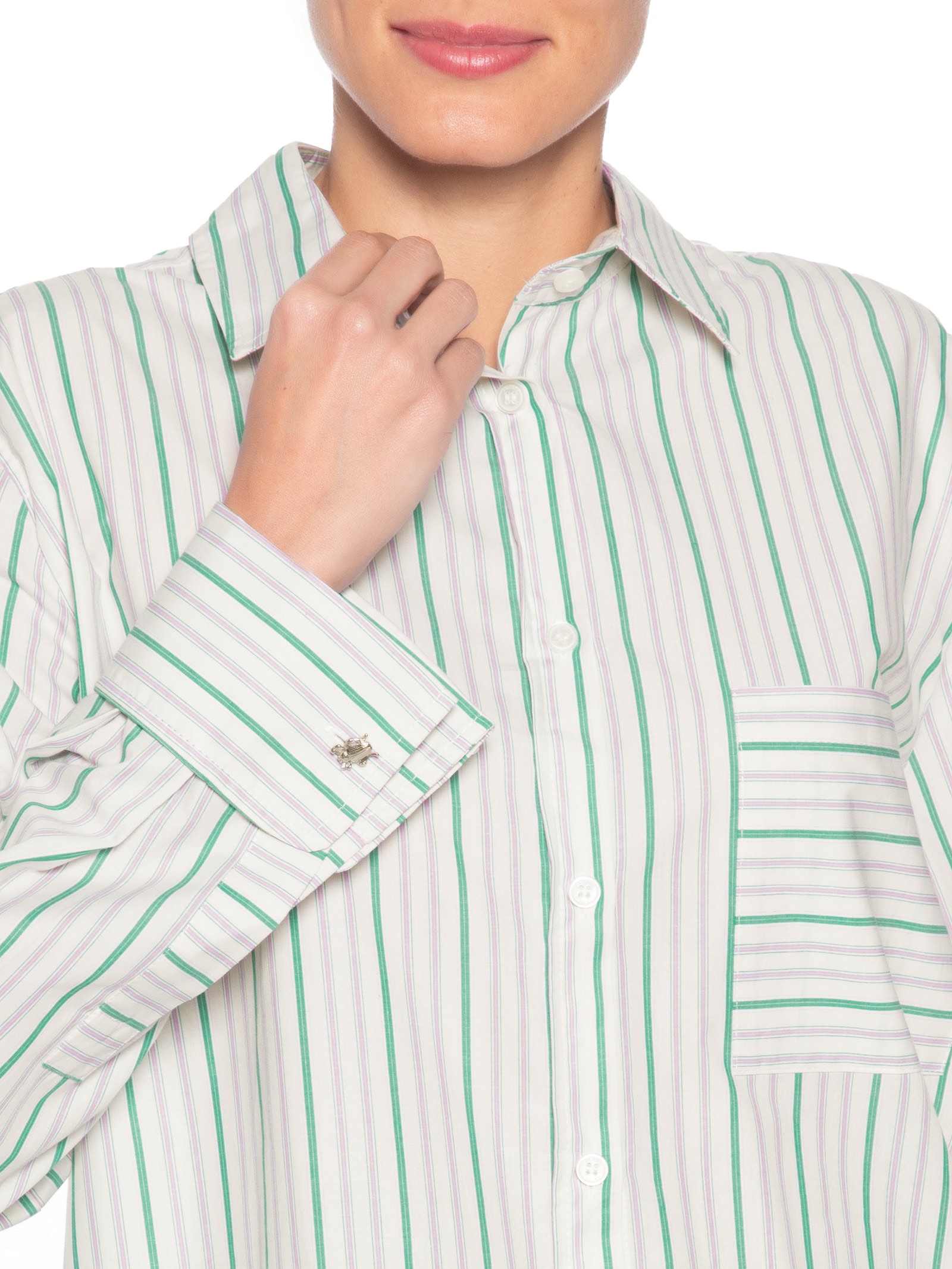 Camisa Feminina Listra Lilás Exotique Verde Animale