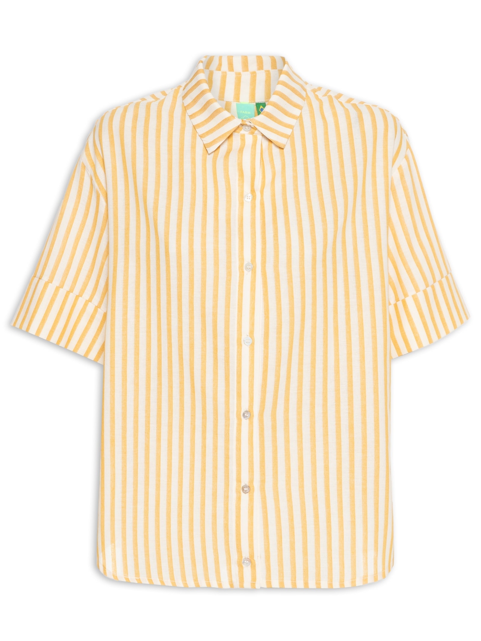 Camisa Feminina Listra Tropical Amarelo Farm