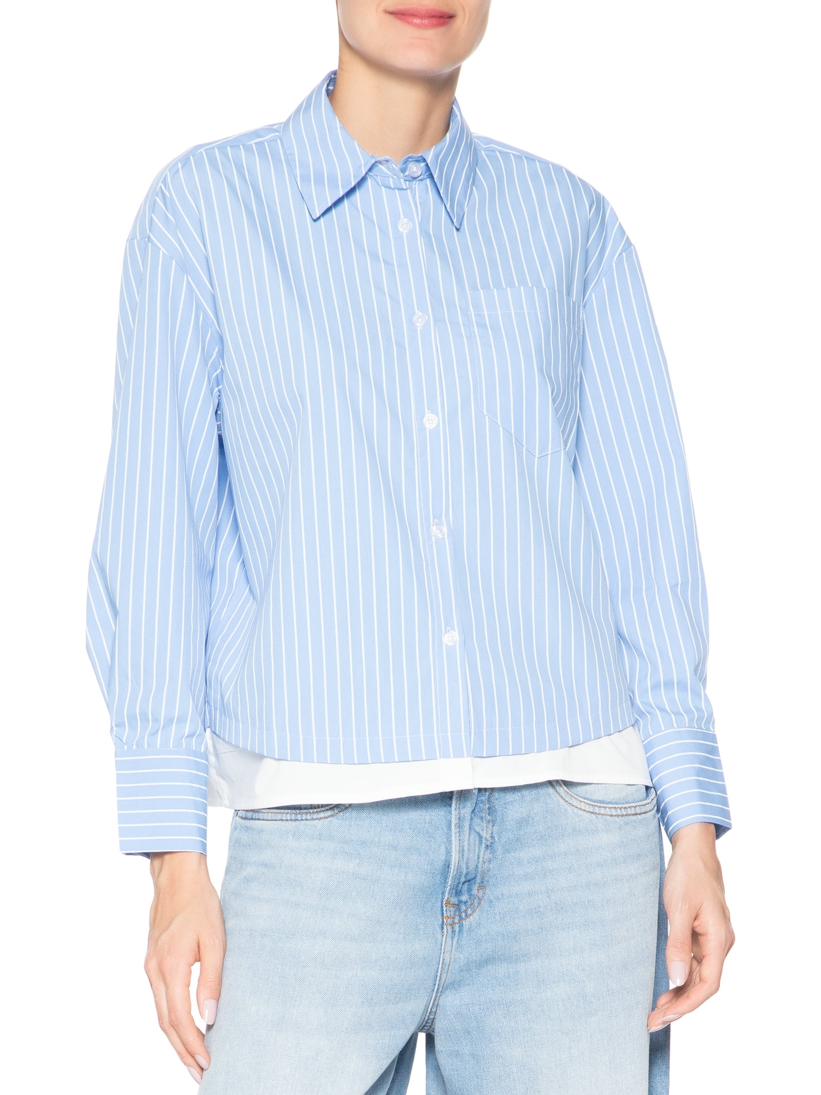Camisa Feminina Listrada Azul Market 33