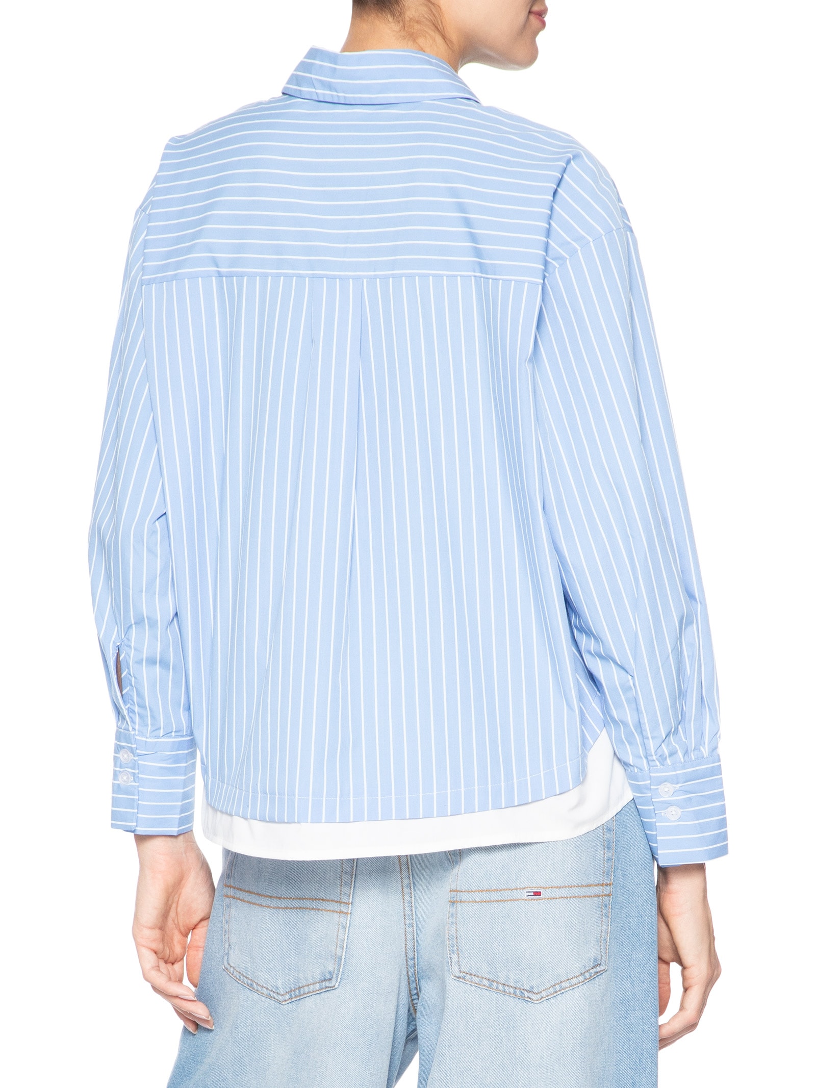 Camisa Feminina Listrada Azul Market 33