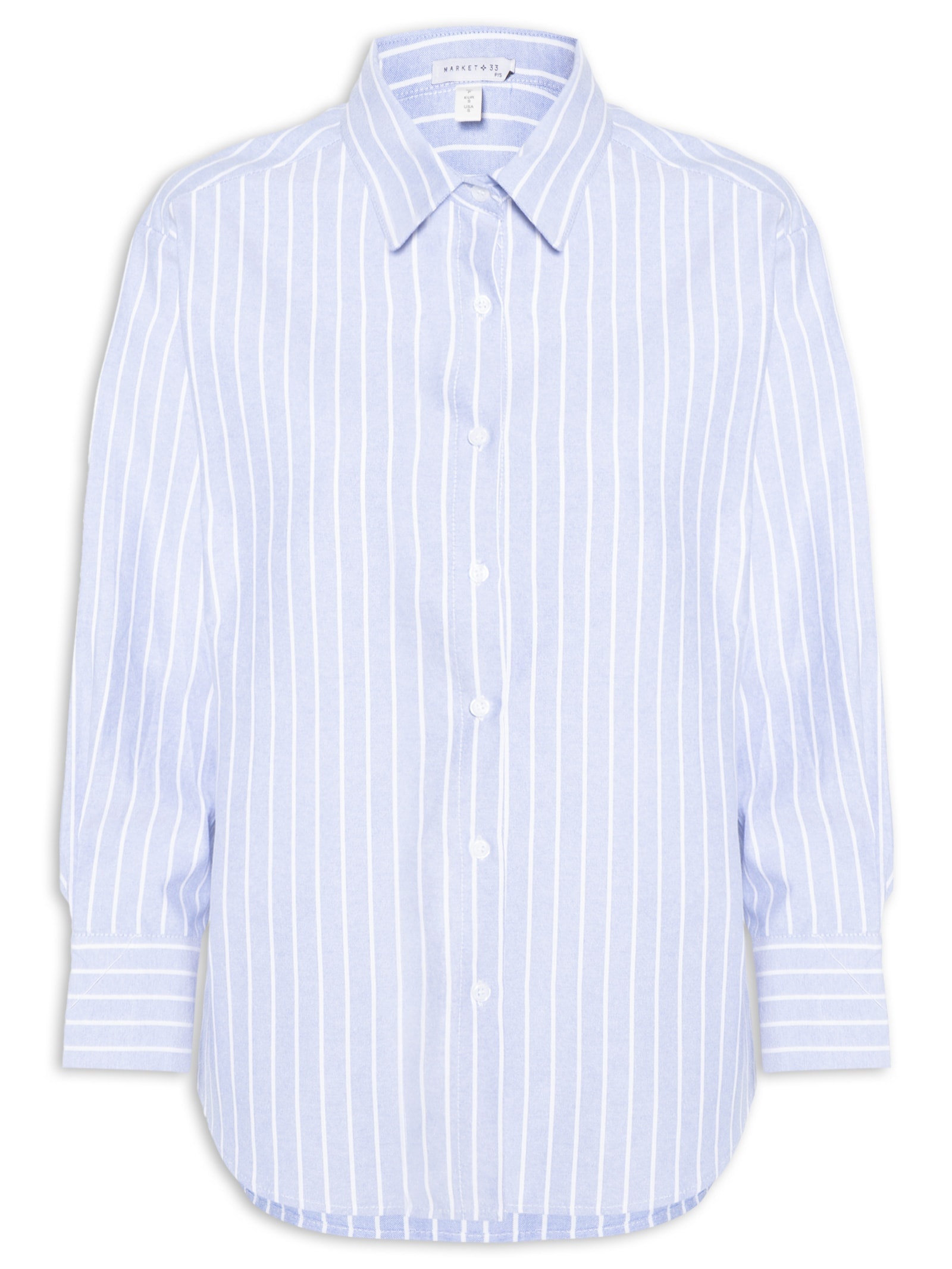 Camisa Feminina Listrada Azul Market 33