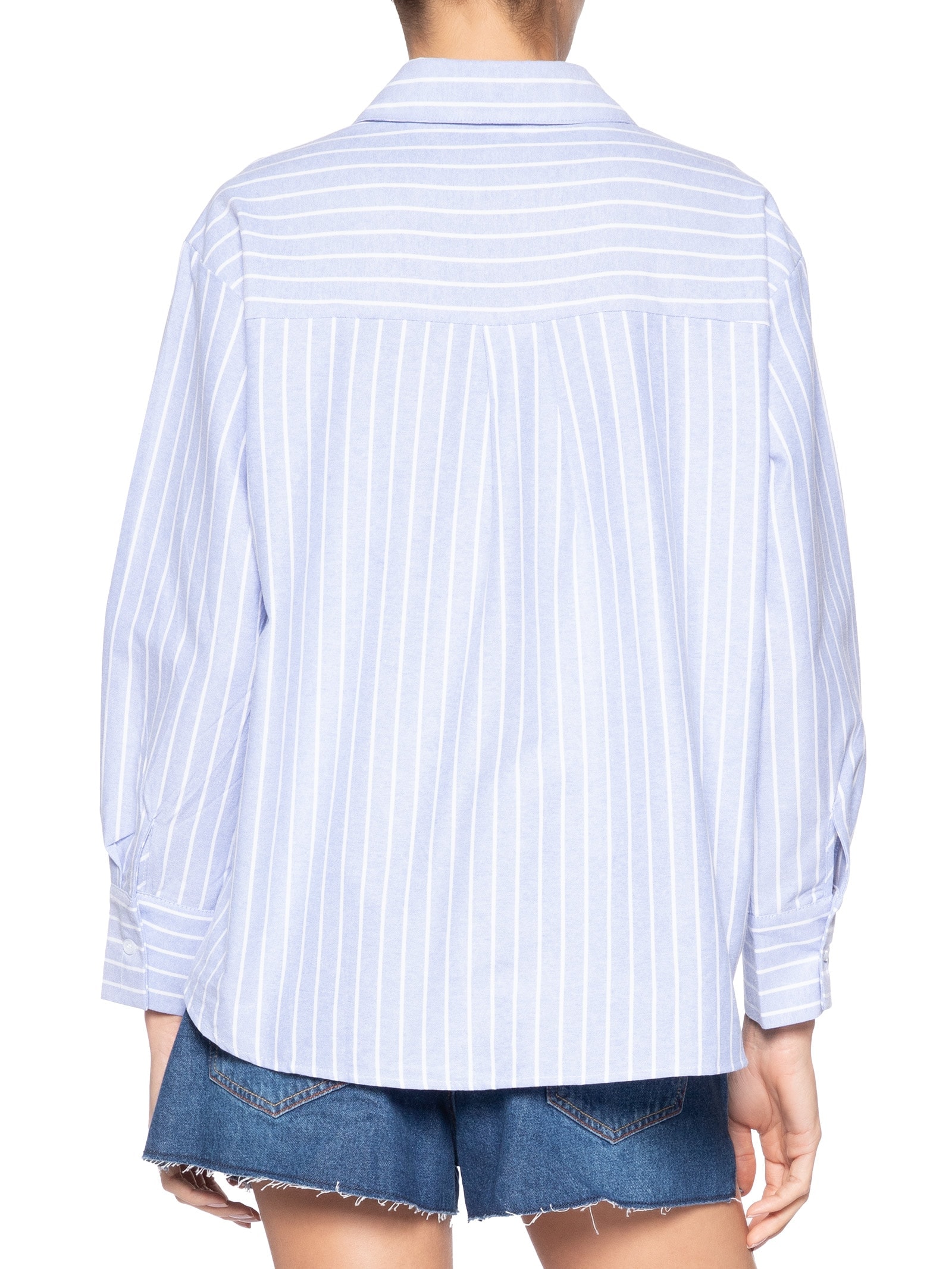 Camisa Feminina Listrada Azul Market 33