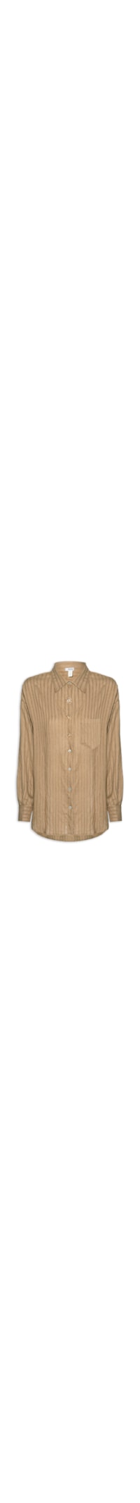 Camisa Feminina Listrada Com Bolso - Bege