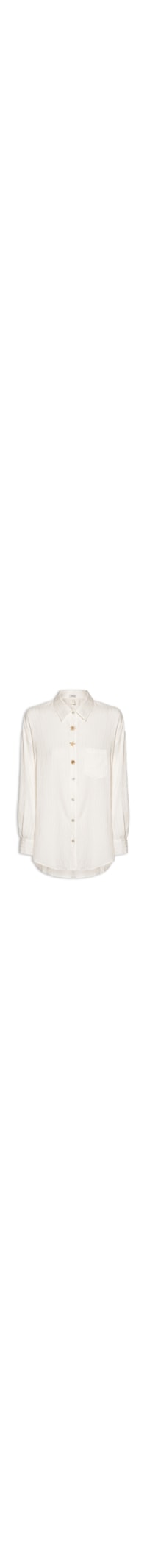 Camisa Feminina Listrada Com Bolso - Branco