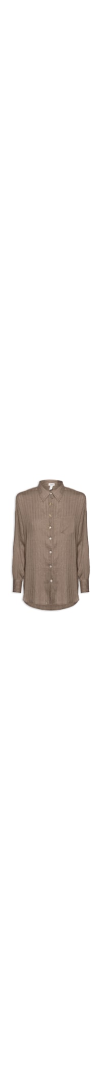 Camisa Feminina Listrada Com Bolso - Marrom