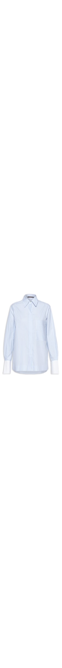 Camisa Feminina Listrada com Punho Contrastante - Azul