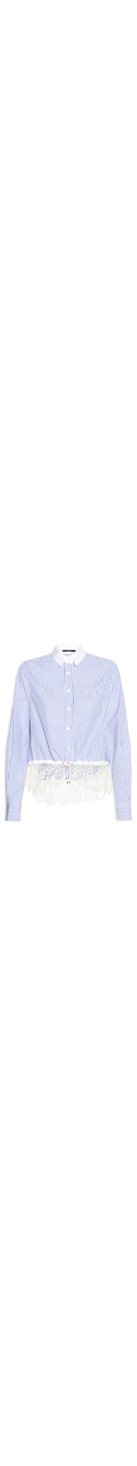 Camisa Feminina Listrada com Renda – Azul