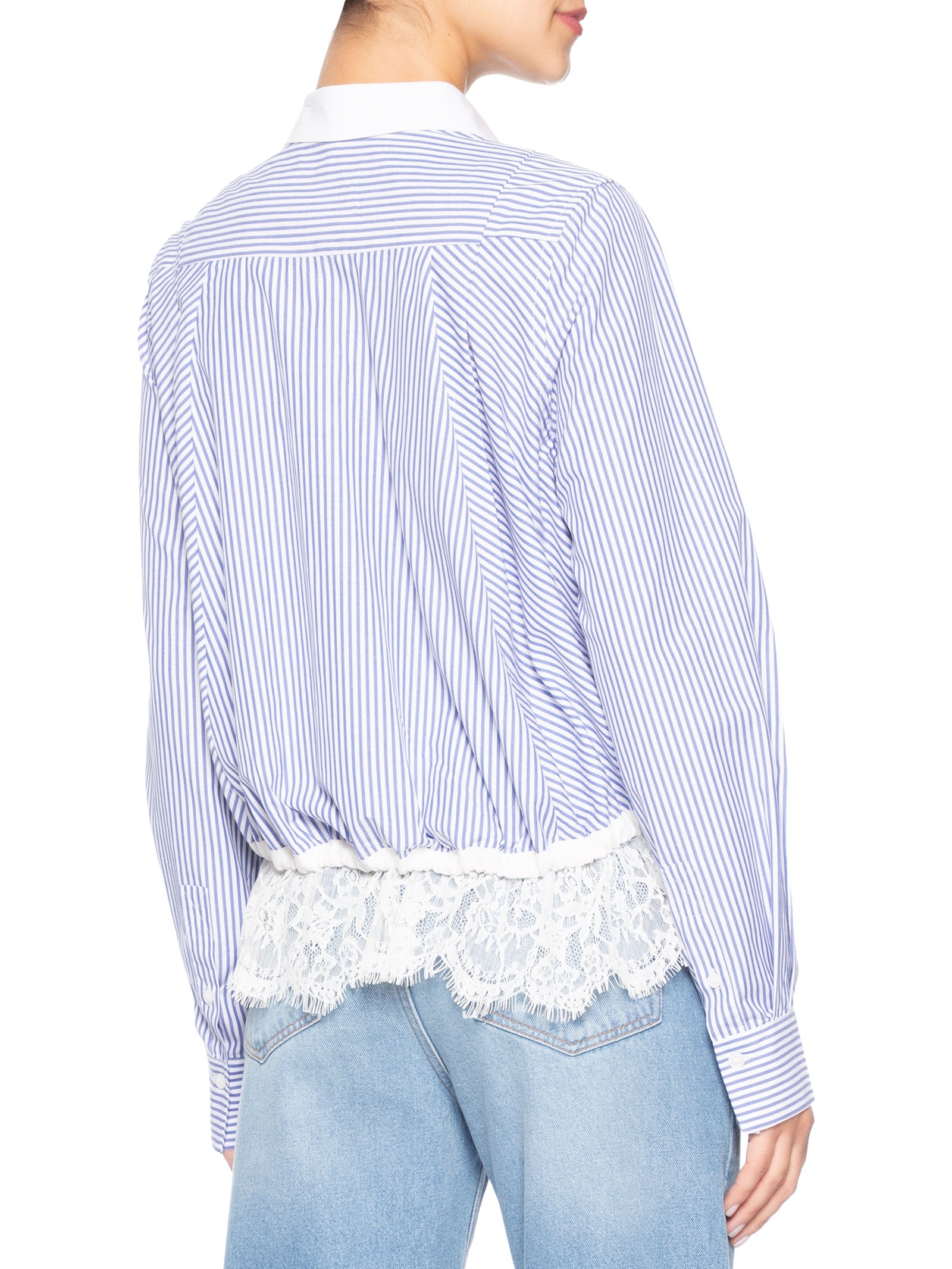 Camisa Feminina Listrada com Renda – Azul Animale