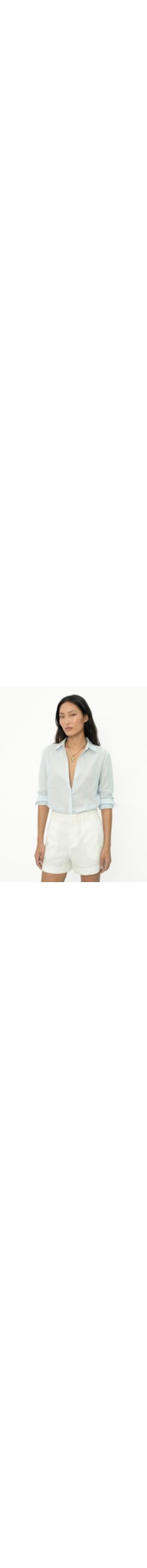 Camisa Feminina Listrada Linho - Azul