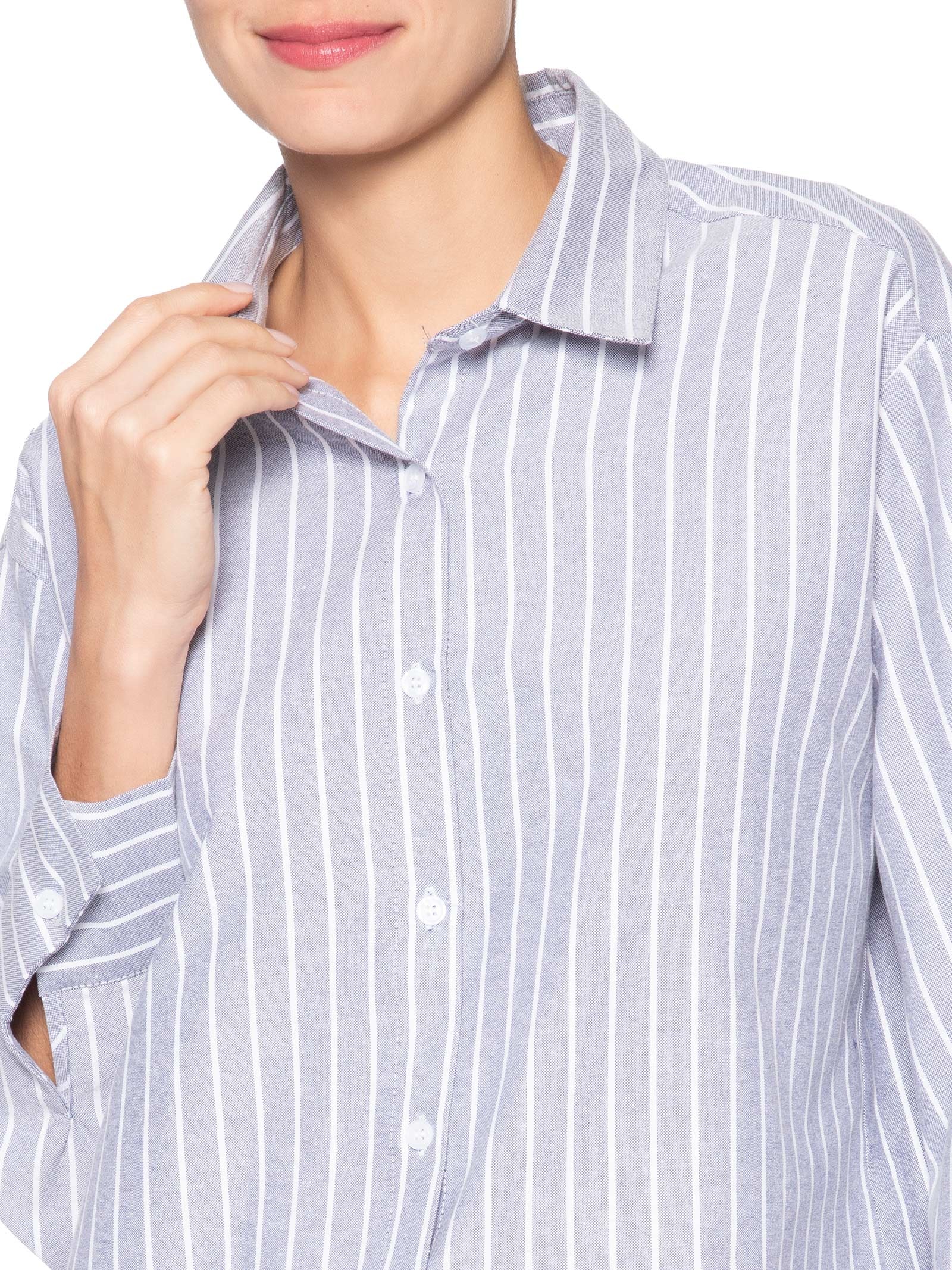 Camisa Feminina Listrada – Cinza Market 33