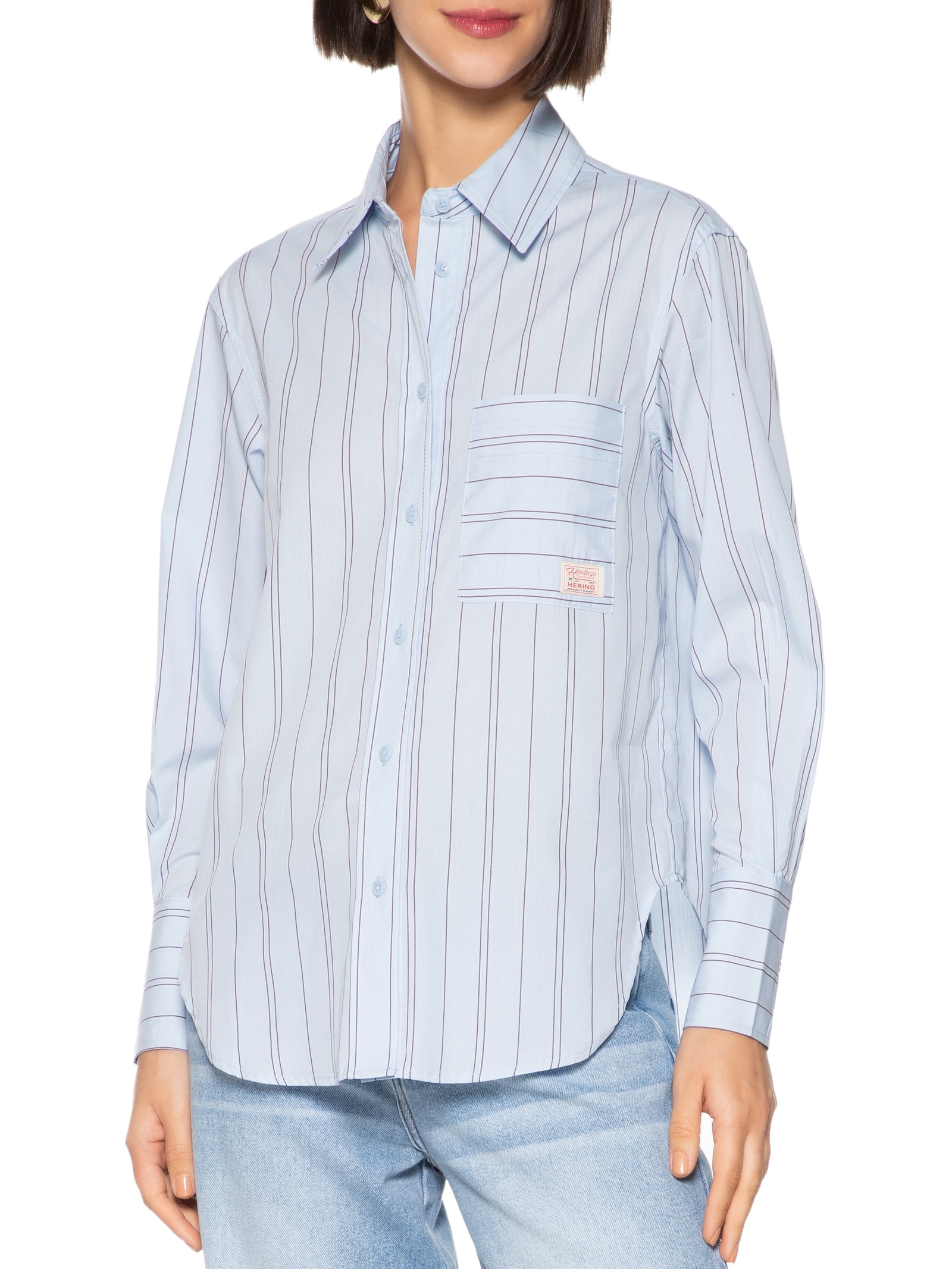 Camisa Feminina Listras Azul Hering