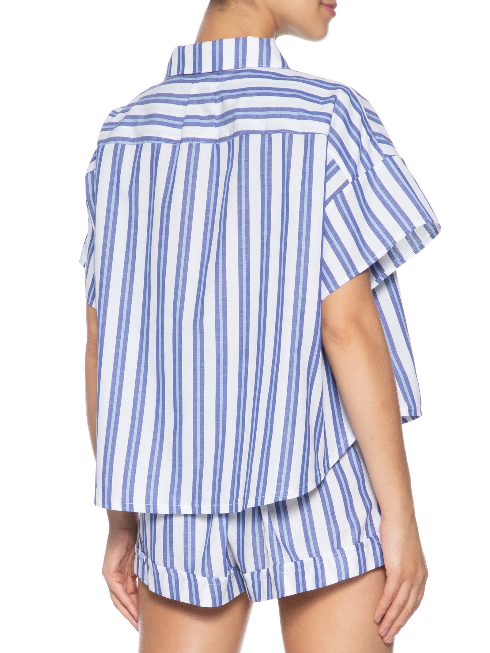 Camisa Feminina Listras Azul Farm Praia