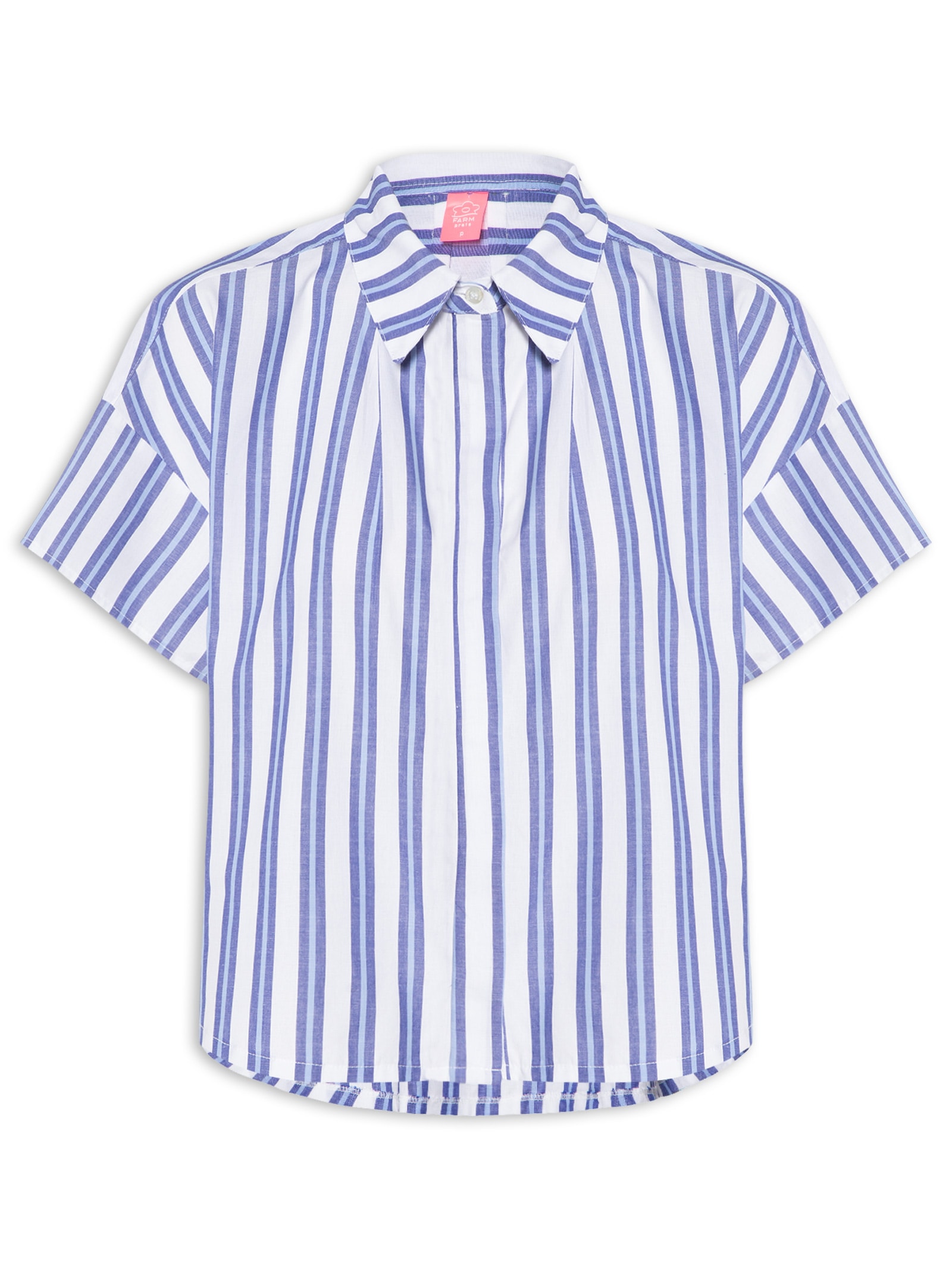 Camisa Feminina Listras Azul Farm Praia