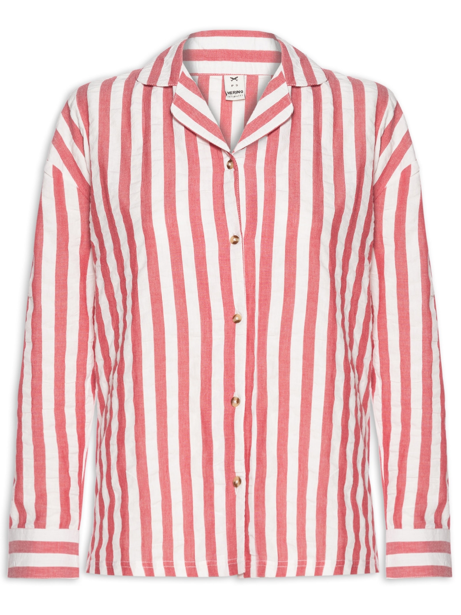 Camisa Feminina Listras Vermelho Hering Intimates