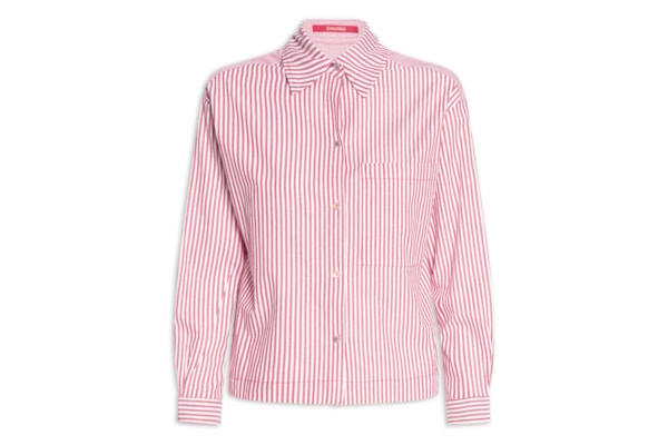 Camisa Feminina Listras Viva Bem - Vermelho