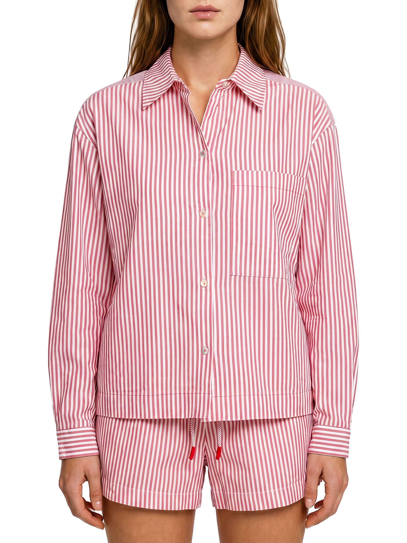 Camisa Feminina Listras Viva Bem Vermelho Cantão