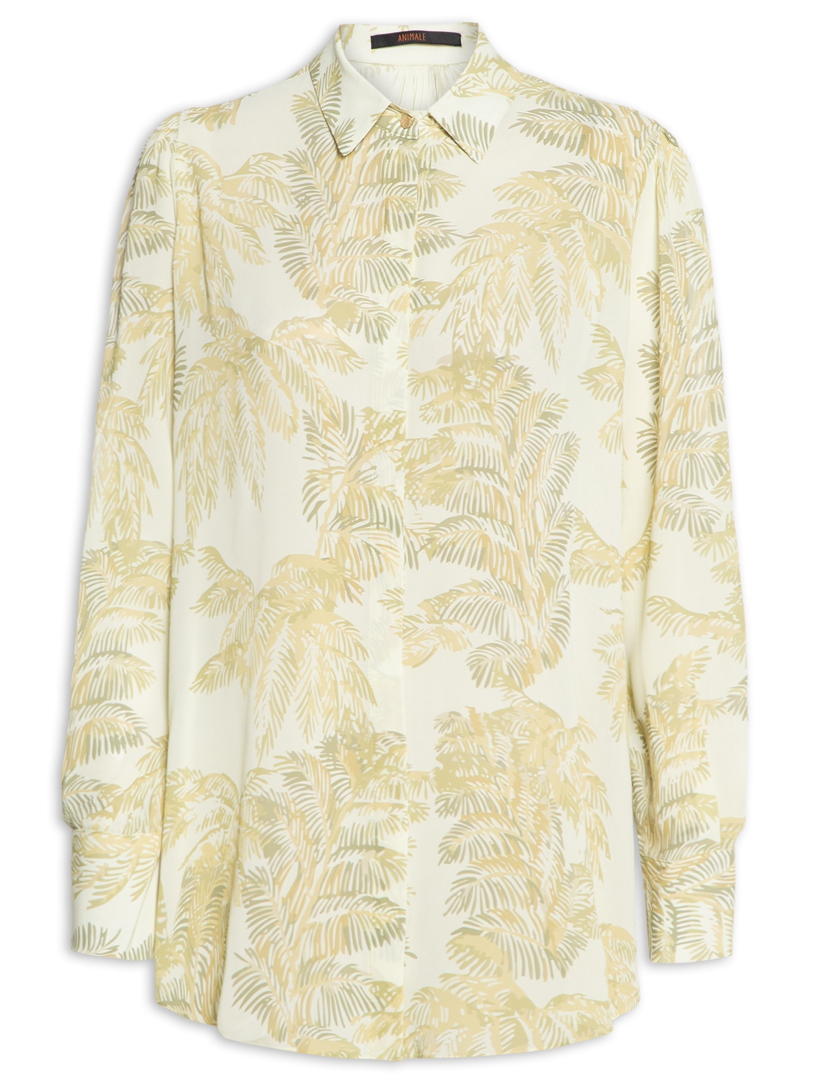 Camisa Feminina Longa Folhagem Plumes Verde Animale