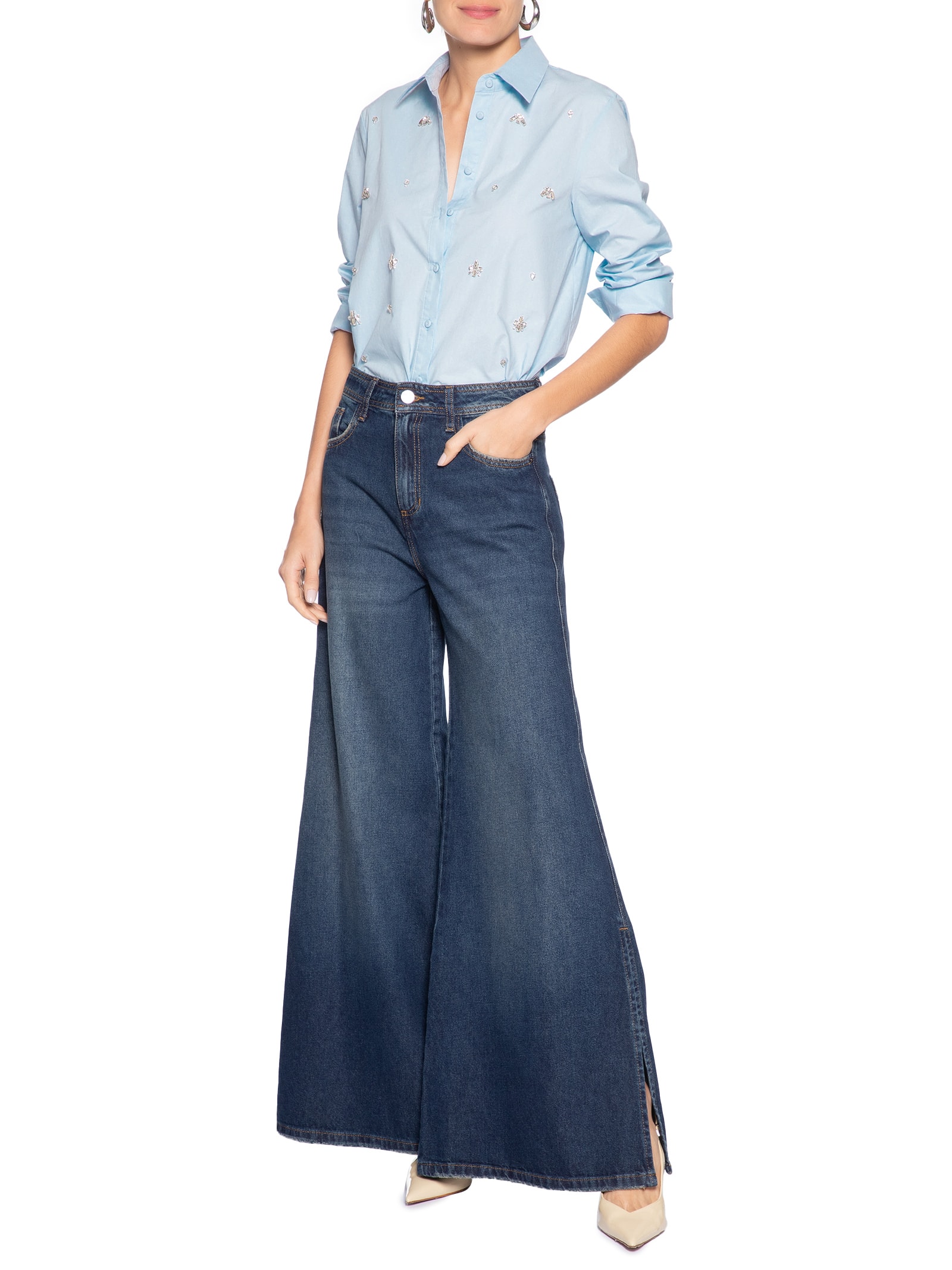 Camisa Feminina Luiza Azul Le Lis