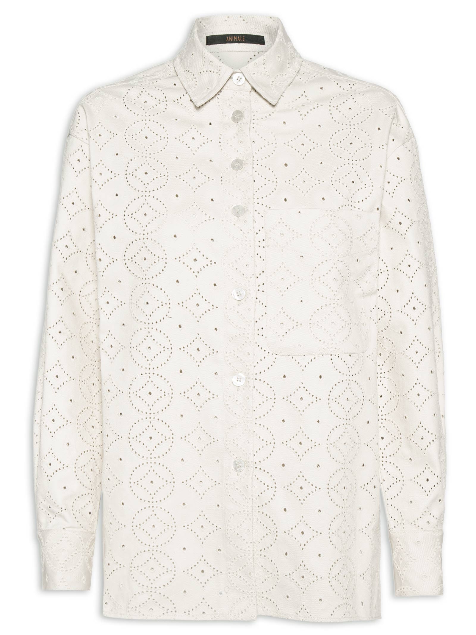 Camisa Feminina Madeira Com Bolso Frontal Bege Animale