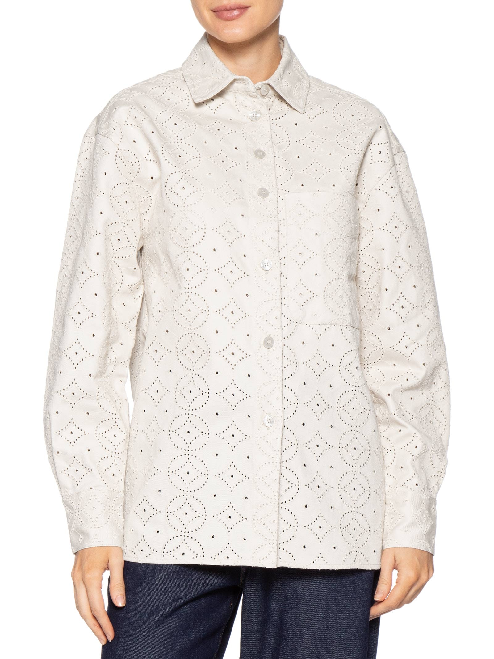 Camisa Feminina Madeira Com Bolso Frontal Bege Animale