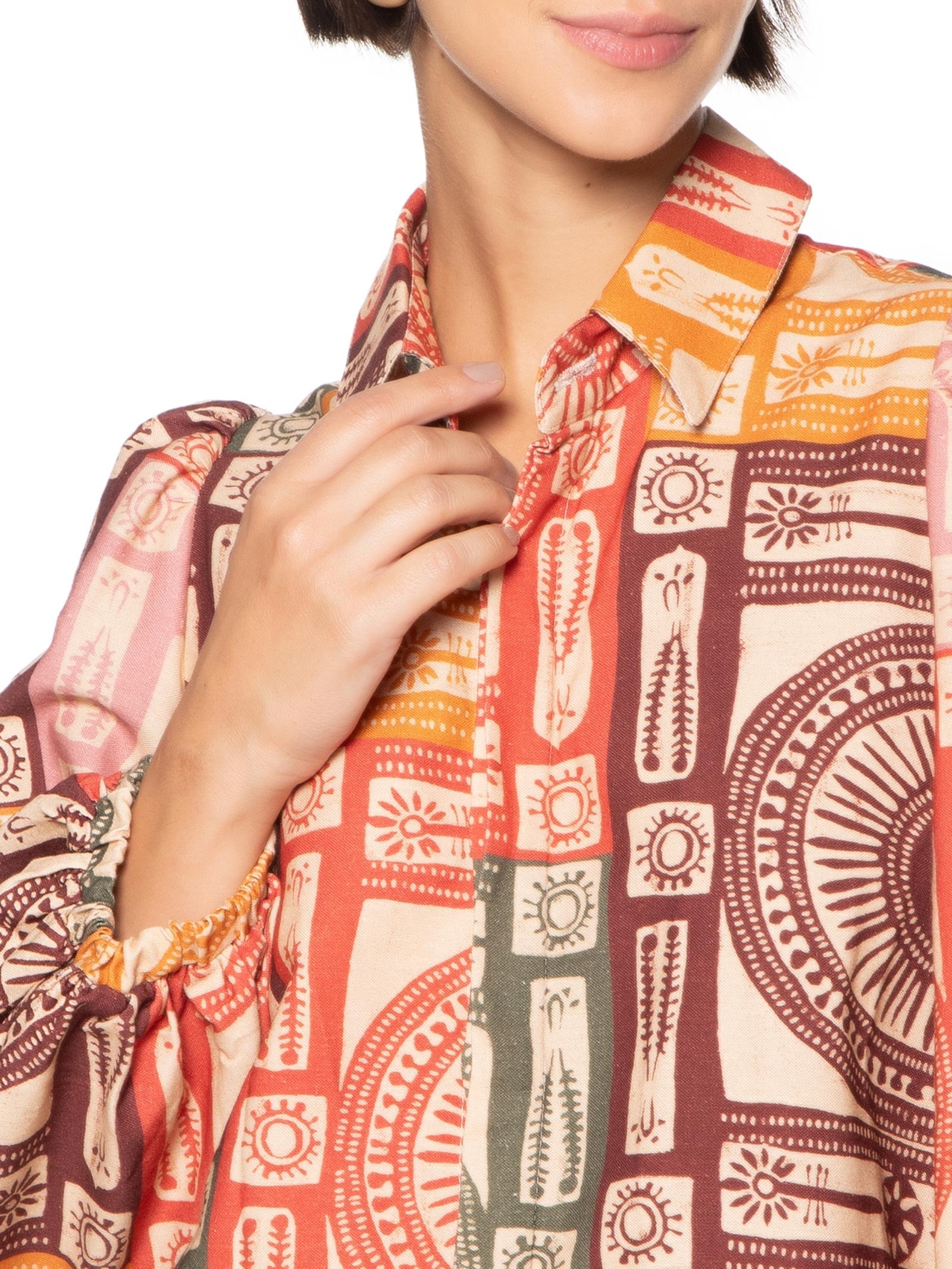 Camisa Feminina Manga Bufante Rosa Cacay