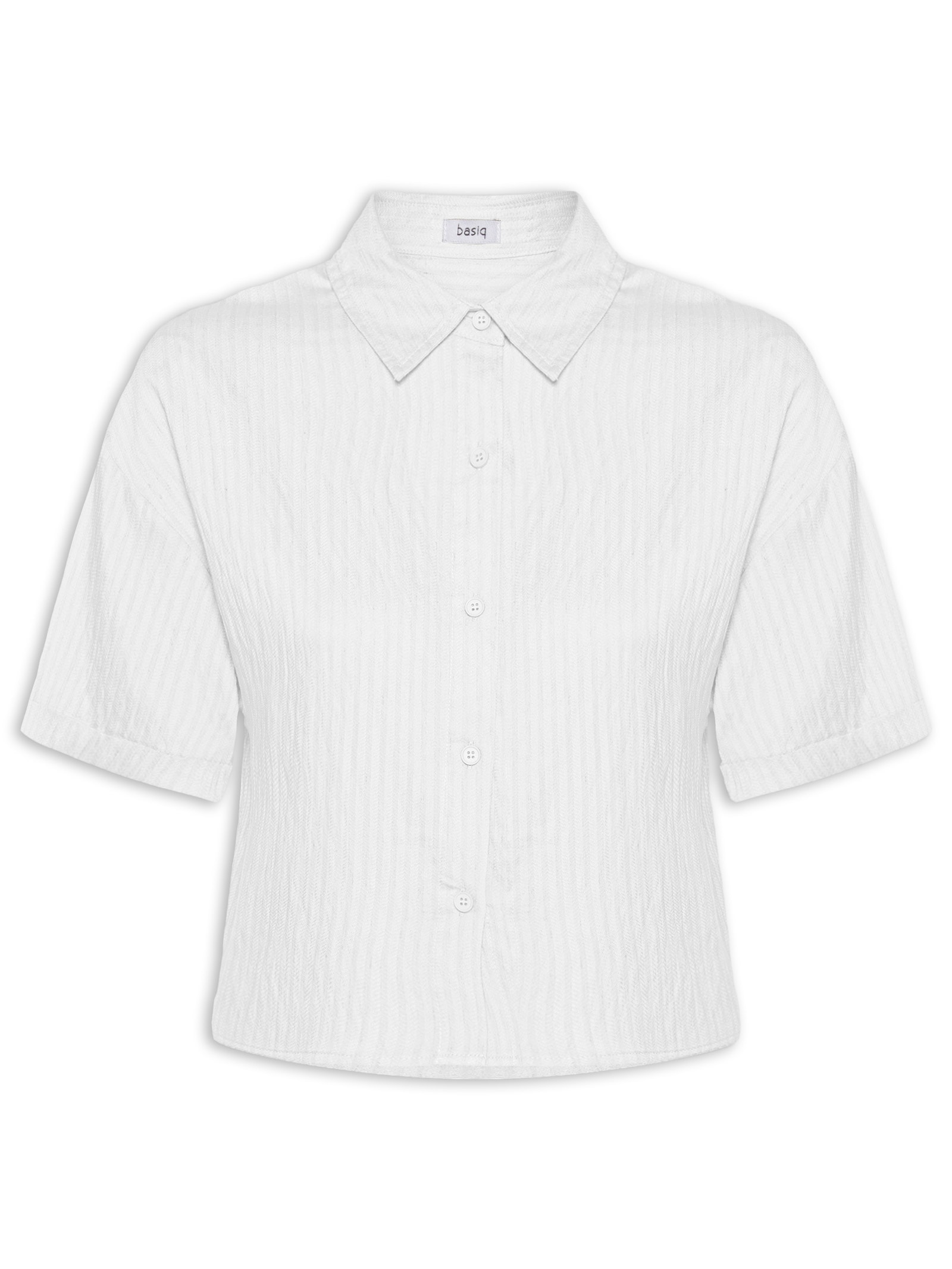 Camisa Feminina Manga Curta Branco Basiq