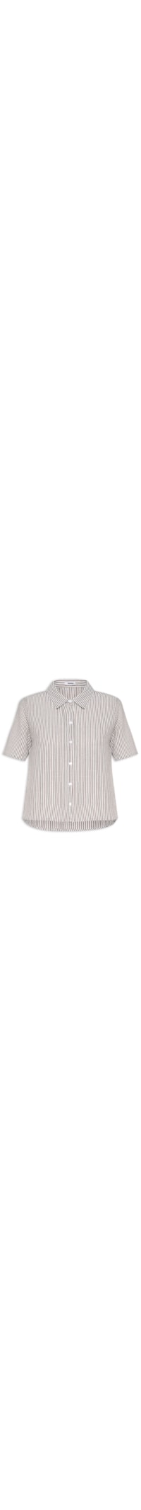 Camisa Feminina Manga Curta Listras - Marrom