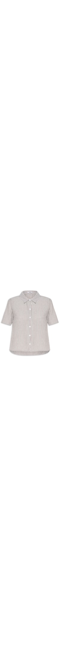 Camisa Feminina Manga Curta Listras - Marrom