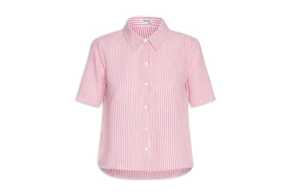 Camisa Feminina Manga Curta Listras - Rosa