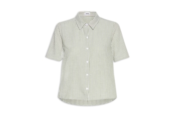 Camisa Feminina Manga Curta Listras - Verde