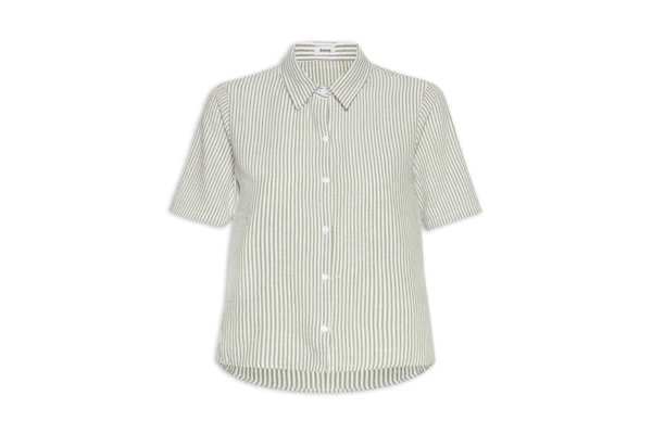 Camisa Feminina Manga Curta Listras - Verde