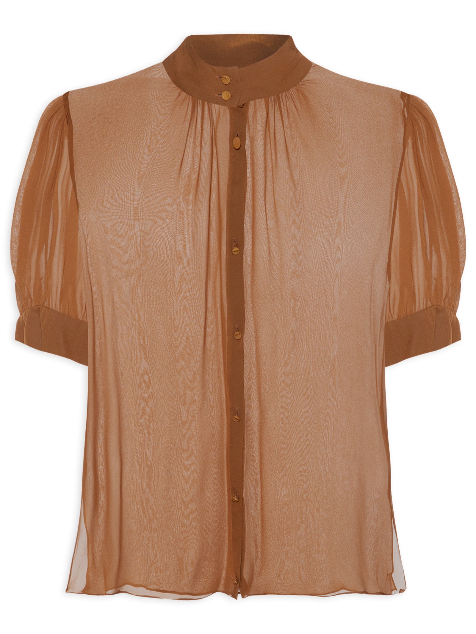 Camisa Feminina Manga Curta Marrom Animale