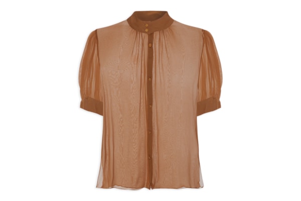 Camisa Feminina Manga Curta - Marrom