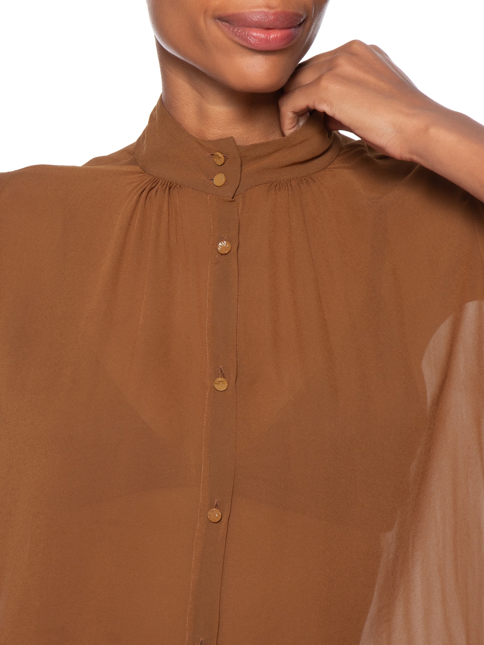 Camisa Feminina Manga Curta Marrom Animale