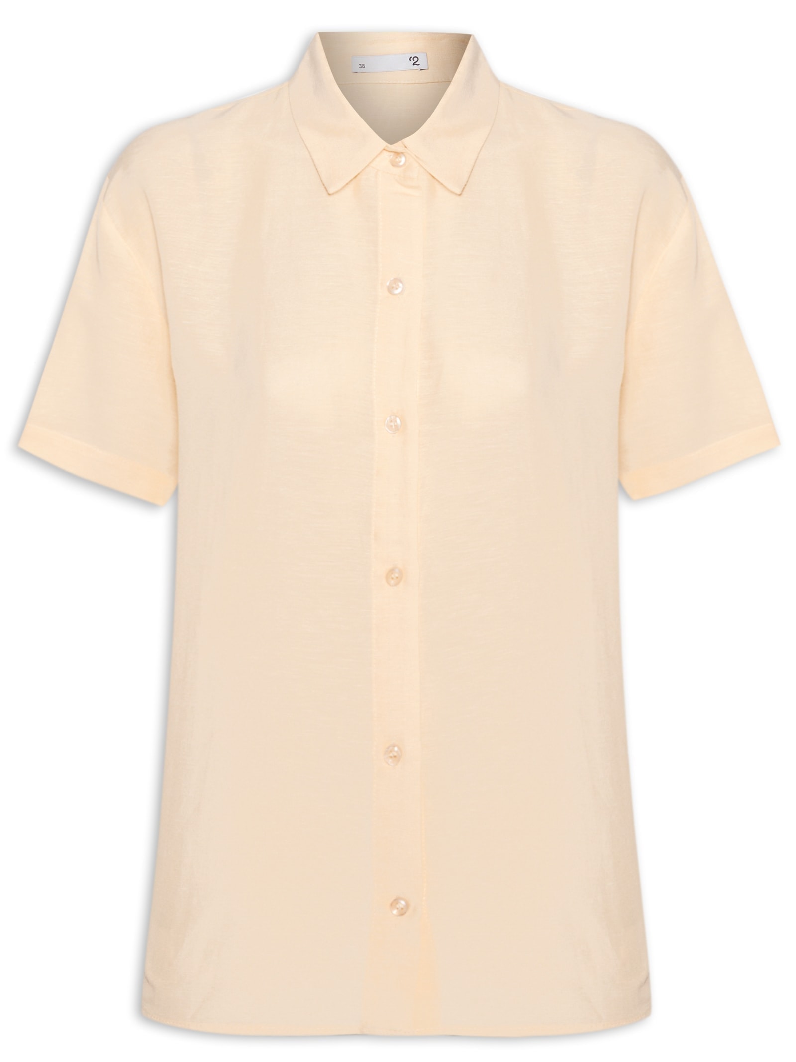 Camisa Feminina Manga Curta Reta Em Linho Misto Amarelo '2Essential