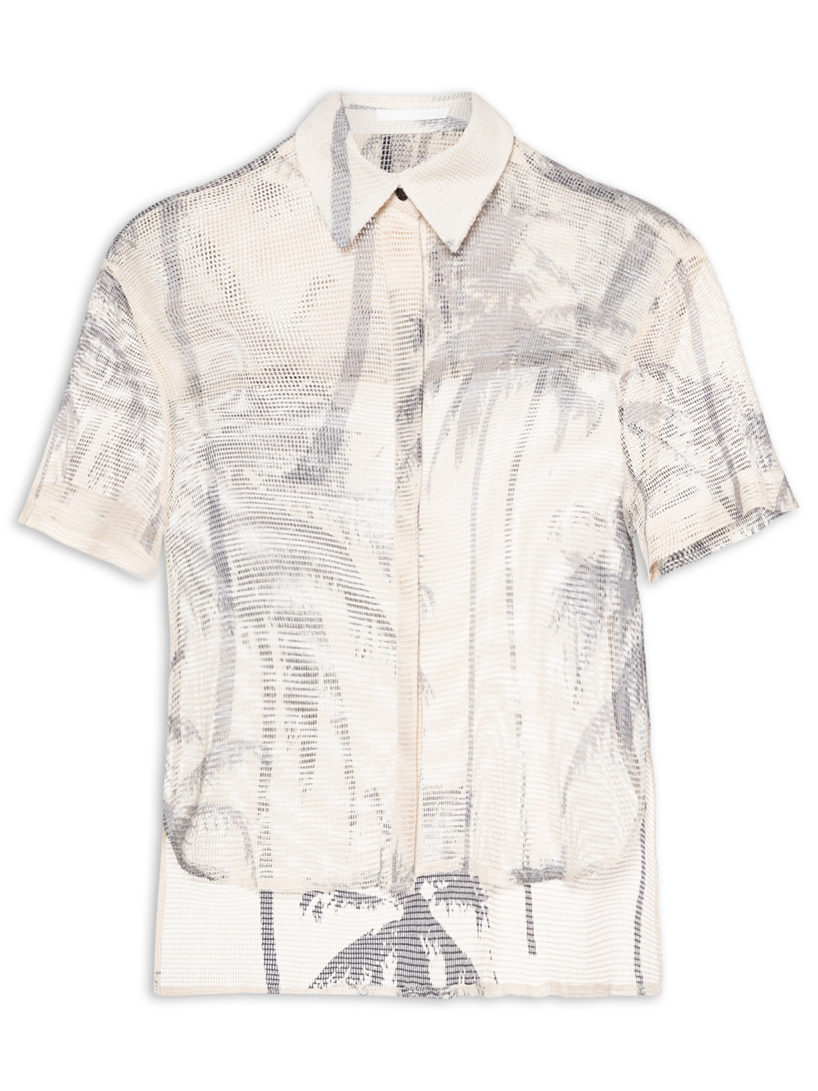 Camisa Feminina Manga Curta Tela Coqueiro Bege Osklen