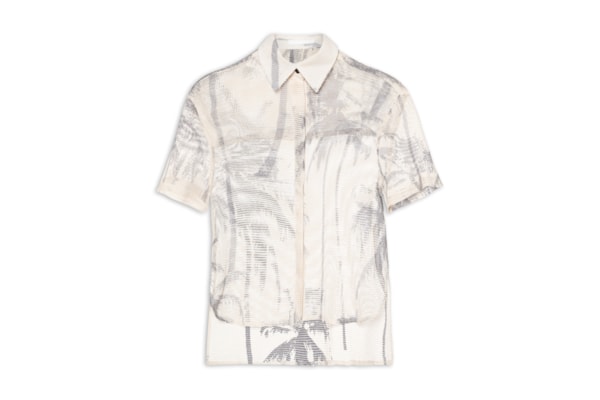 Camisa Feminina Manga Curta Tela Coqueiro - Bege