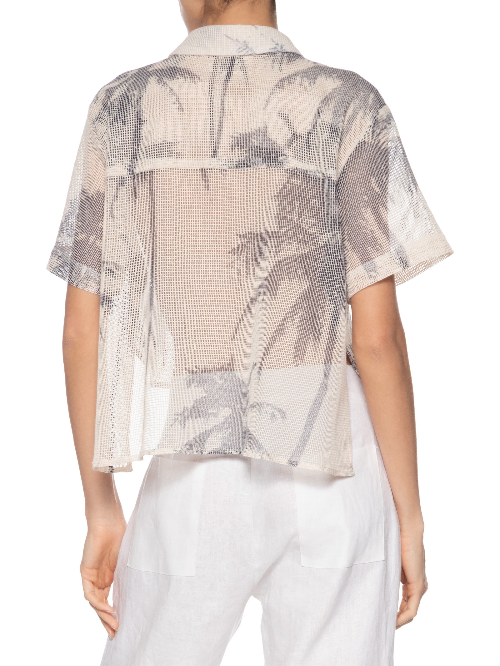 Camisa Feminina Manga Curta Tela Coqueiro Bege Osklen